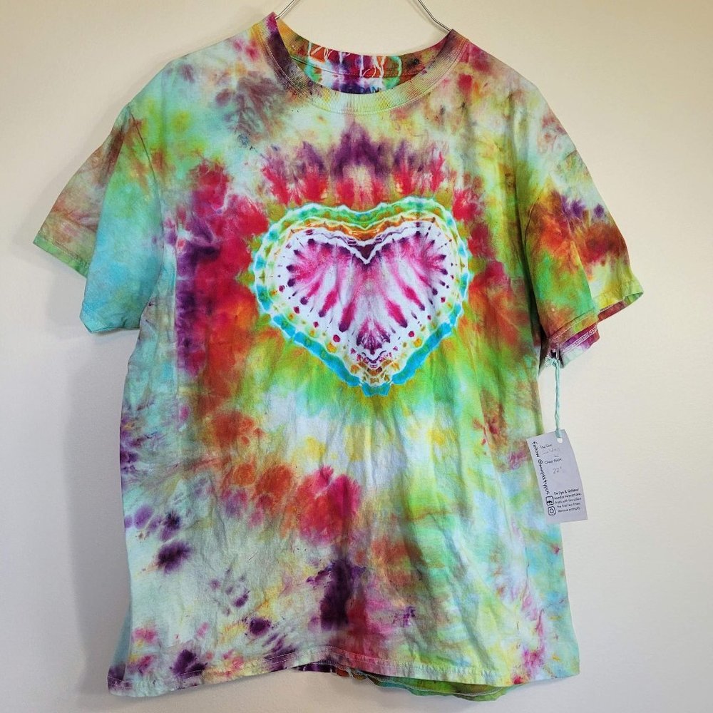 Funky Custom Unisex Multi-colored Heart Tie-Dye T-Shirt